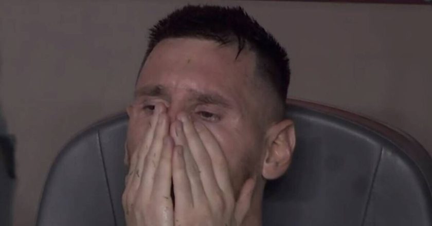 Lionel Messi in tears after injury in Copa America final