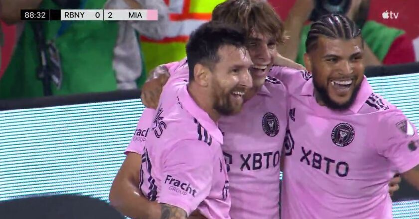 Lionel Messi Finishes a Beautiful Team Play for his First MLS Regular Season Goal!