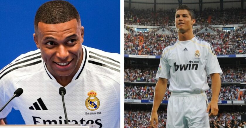 Kylian Mbappé copies Cristiano Ronaldo during Real Madrid presentation and tackles PSG