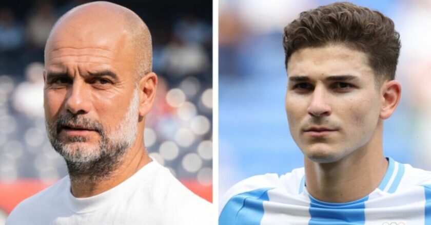 Pep Guardiola responds to Julian Alvarez to Manchester City rumours as Arsenal 'hold talks'