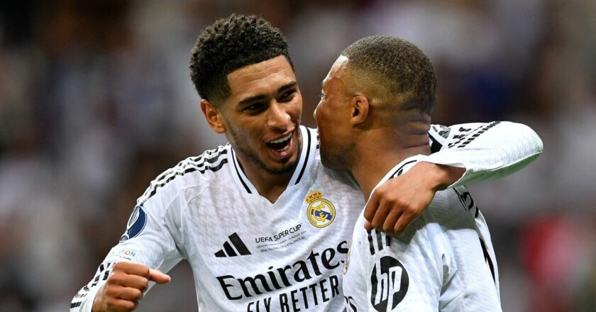 Jude Bellingham assists Kylian Mbappe as Real Madrid wins Super Cup