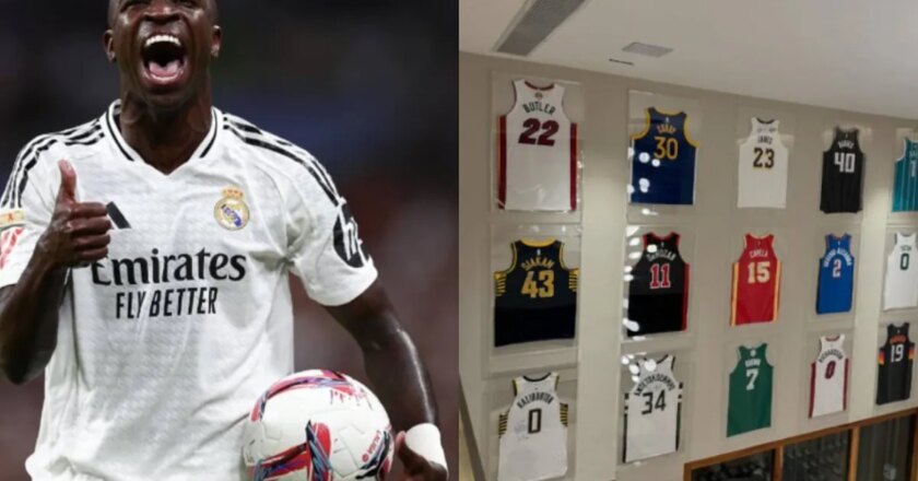 Vinicius presents his exclusive collection of signed NBA jerseys with a surprise absence